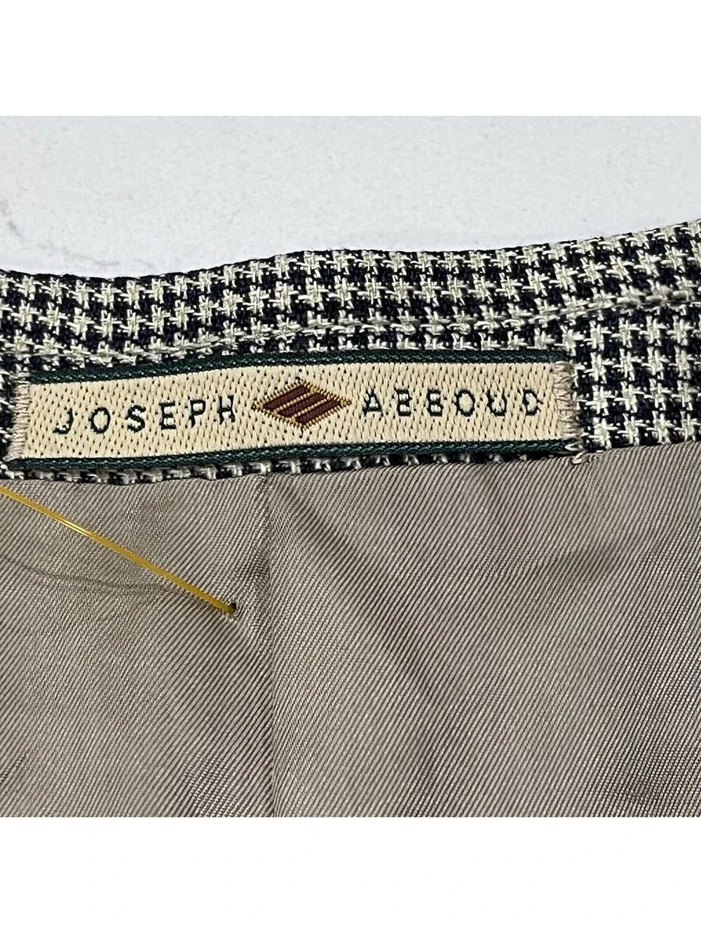 Vintage Joseph Abboud Silk Wool Houndstooth Sport Coat Blazer 44R Union Made USA